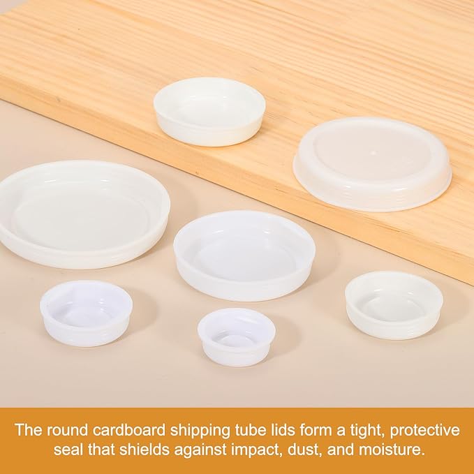 PATIKIL 100 Pcs Mailing Tube Plastic End Caps 1.9" ID PE Round Cardboard Shipping Tube Lids White Protective Poster End Caps for Paper Documents Artwork Storage