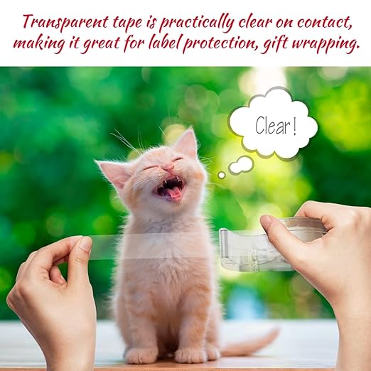Clear Tape, Transparent, Gift Wrapping Tape for Home Store School Office Supplies 7/10 X 1000 Inches 16 Rolls with Dispensers