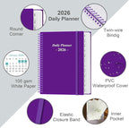 Daily Planner 2026 Full Page Per Day- 2026 Daily & Monthly Planner from January 2026 to December 2026, Day Planner 2026 with 12 Months Tabs, 8.5" x 11", Purple