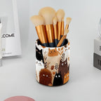 Leather Pen Holder for Desk Abstract Colored Cats Pencil Cup Desktop Organizer Makeup Brush Holders Office Supplies for Home, Kids & School