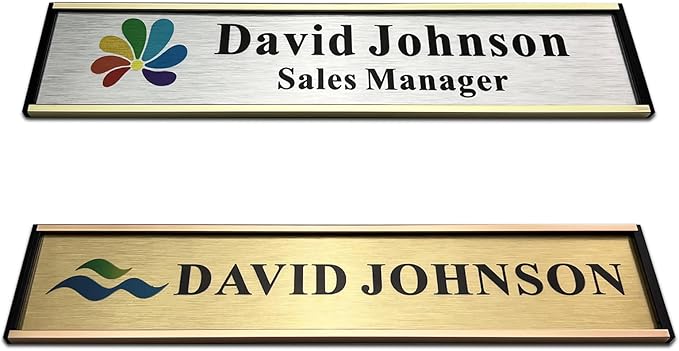 SINKAA Personalized Name Plate for Door or Wall, 2 * 10 inch Custom Office Aluminum Door or Wall Name Plates with Logo Image or Texts, Office Appreciation Gifts for Coworkers Boss Teacher, Employee