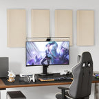 TONOR 4 PCS Large Acoustic Panel, 23.6″ * 11.8″ * 2.36″ 3D Fiberglass Sound Proof Panel with Full Self-Adhesive, Decorative Echo Absorbing Wall Panel, for Studio, Living Room, Home, Office, Beige