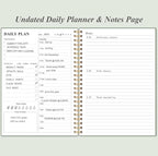 Daily Planner Undated - A5 To Do List Notebook Hourly Schedules, Spiral Appointment Planner for Women and Men, PVC Hardcover, Inner Pocket, Elastic Closure, 5.8" x 8.3", Green
