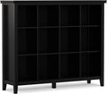 SIMPLIHOME Artisan Bookcase - 57 inch Tall 12-Cube Solid Wood Cube Organizer in Black, Transitional Storage Bookcase for Living Room, Study Room or Office with Fixed Shelves and Tapered Legs