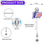2Pcs Funny Skeleton Office Badge Reel Retractable for Nurse, Doctor, Medical Worker Nursing Student | Cute Pediatric Nurse ID Name Badge Holder 24” Durable Nylon Retractable Cord with Alligator Clip