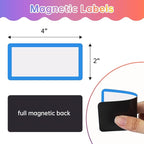 Dry Erase Magnets Set - 24 Pack - 4x2 in Whiteboard Magnetic Notes Planning Pads Labels - Small White Board Magnet Strips Name Tags for Home and Office
