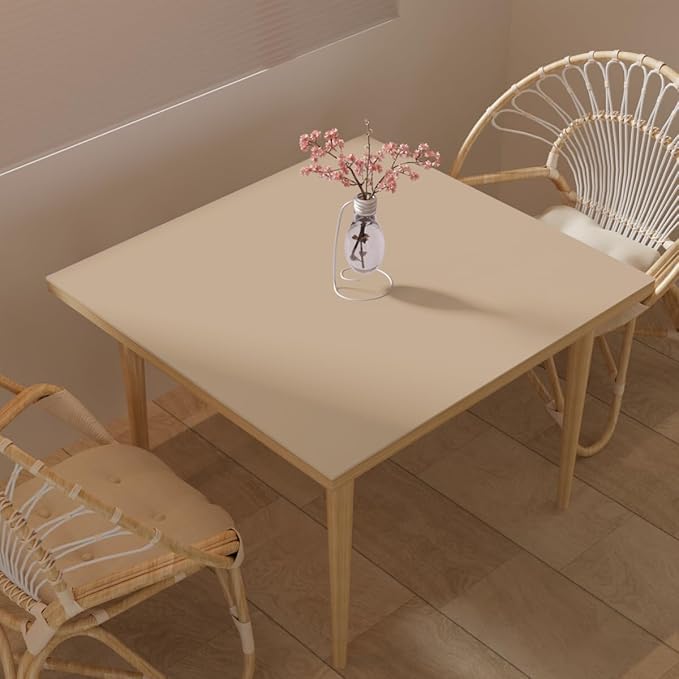 Zinkooat Leather Table Cover,1.8mm Thick,40x40 Inch Table Protector,Table Protector for Dining Room Table,Dining Table Cover,Table Cover Protector.(Light Brown+Gray,40x40)