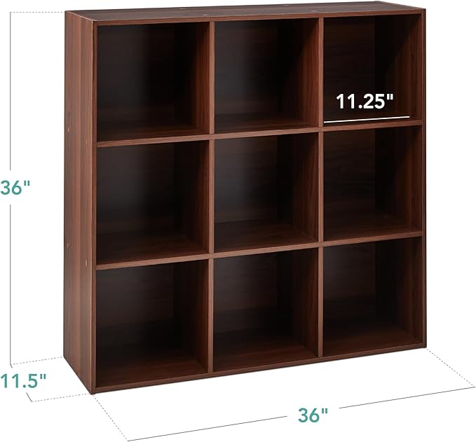 Best Choice Products 9-Cube Storage Organizer, 11in Shelf Opening, Bookcase, Display Shelf, Customizable w/ 3 Removable Back Panels - Walnut