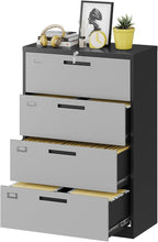 Fesbos Metal Steel 4 Drawer Lateral File Cabinet with Lock, Filling Cabinets for Home Office, Lockable Storage Cabinet for Hanging Files Letter/Legal/F4/A4 Size-Assembly Required