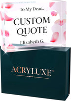 Personalized Gifts, Custom Quote Block Letter Board,Crystal-Clear Acrylic With Gift Box,17 Styles, Holiday and Christmas Gift for Mom, Dad, Girlfriend, Him or Her, Husband, Wife (5"x7, Pink Petals)