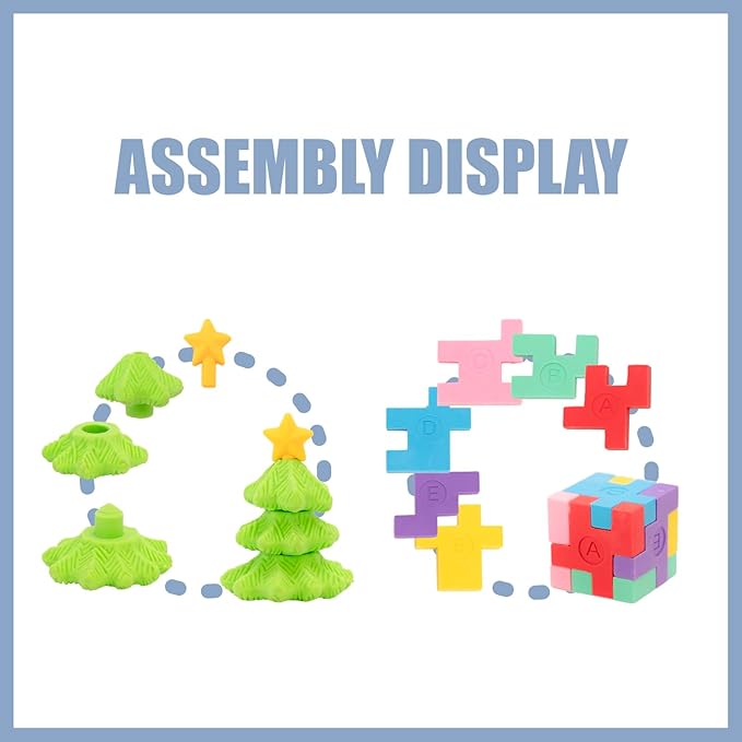 CLOCK KING 210pcs 3D Cute Kids Erasers, Random Desktop Pet Toys Gifts, Classroom Rewards Kids Party Gifts, Various Styles Such as Animals, Food, Plants, Space, Princess, Sports, Halloween, Christmas