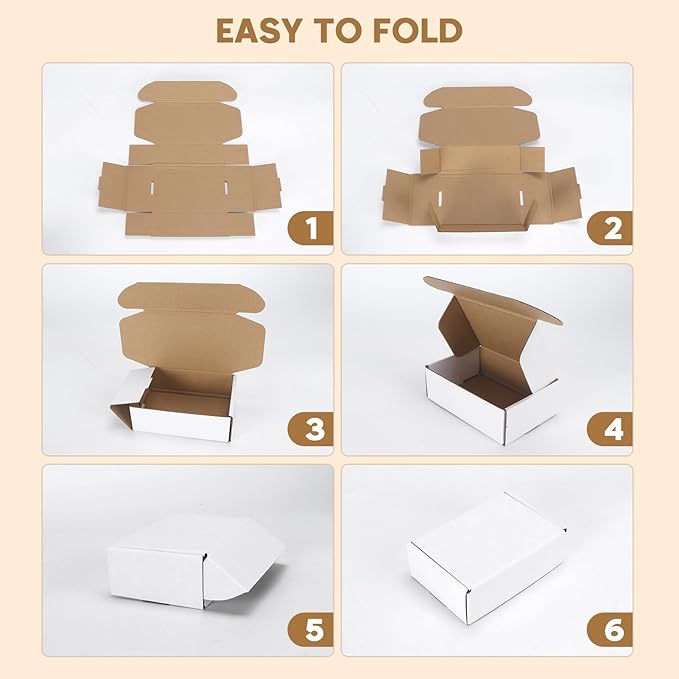 PHAREGE 6x4x2 inch Shipping Boxes Bulk 25 Pack White, Tab Lock Tuck Top Mailer Boxes for Packaging Small Business, Small Cardboard Gift Boxes for Wrapping Mailing Present