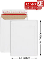 Xxcxpark 20 Pack Rigid Mailers, 7.5x9.5 inches Self Seal Photo Document Mailers Premium Cardboard Keep Flat Envelopes for Photos, Pictures, Papers, Files, CD