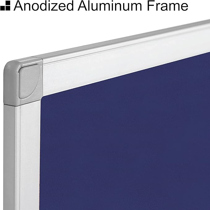 BoardsPlus Blue Felt Bulletin Board, 18" x 24", Wall Mounted Self-Healing Pin Board with Aluminum Frame, Affordable Felt Vision Board for Home, Office, Dorm & Classroom
