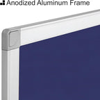 BoardsPlus Blue Felt Bulletin Board, 18" x 24", Wall Mounted Self-Healing Pin Board with Aluminum Frame, Affordable Felt Vision Board for Home, Office, Dorm & Classroom