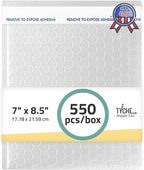 TYCHE Clear Bubble Bags 7 x 8.5 in / 17.78 cm x 21.59 cm Self-Sealing Bubble Mailer, Shipping Bags, Bubble Wrap Pouches, Padded Mailing Envelopes 550 Pack MADE IN USA (7" x 8.5", 550.0, Count)