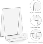 ZOEY Acrylic Book Stand with Ledge Clear Display Easels Plate - 5 Pack Large Book Holder Easel Stand for Display, Music Sheets, Artworks, CD, Tablet Holder