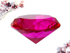 CLICK2GO 3” / 80 mm Hot Pink Diamond Shaped Glass Crystal Paperweight – Home Office Decor & Wedding Favors Decoration with Gift Box