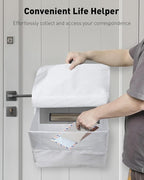 Uniclife White Mail Slot Catcher for Door, Large Capacity Letter Catcher Letterbox Catcher, Front Door Mail Catcher with Hook and Loop Fasteners, Indoor Post Catcher Bag for Small Packages & Magazines