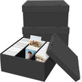 REAQUE 3 Pack Photo Storage Boxes for 4" x 6" Pictures, 3-Compartment Portable Photo Organizer Boxes with Lids, Craft Supply Container for Stickers, Scrapbooking, Stamps, Seeds, Memory Keepsakes