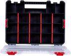 2-Pack Small Parts Organizer Box – Stackable Hardware Storage Organizer Case with 20 Compartments & Dividers – Screw, Nut, Bolt, Drill Bit Organizer for Garage, Workshop, Crafts