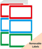 Removable Colored Labels Stickers, 3X5 Inch Removable Large Label Stickers for Moving Boxes and Storage Bins- Waterproof- Writable- Tear Resistant (Blue/Red/Green)