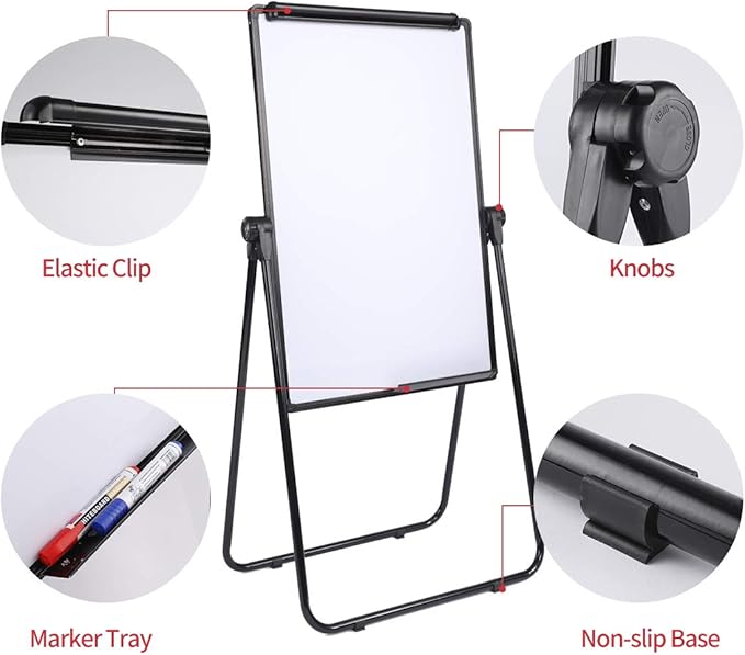 Dry Erase Board with Stand, Double Sided Magnetic Whiteboard, 24 x 36 Portable Height Adjustable White Board with Aluminium Frame