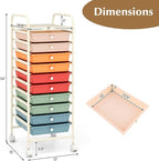 GLACER 10 Drawers Rolling Cart, Storage Cart with w/Removable Drawers & Steel Frame, Utility Mobile Trolley w/Universal Casters & 2 Brakes, Organizer Cart for Home, School, Office (Macaron)