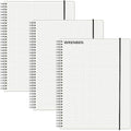 WRENBEN 3PCS Graph Grid 120GSM Thick Paper Spiral Notebooks with Removable Elastic Bands, Medium Size Graphing notebook 5.7" x 8.3" (A5, Grid)