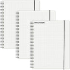 WRENBEN 3PCS Graph Grid 120GSM Thick Paper Spiral Notebooks with Removable Elastic Bands, Medium Size Graphing notebook 5.7" x 8.3" (A5, Grid)