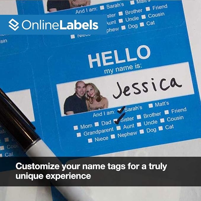 Printable Name Tags - 2-1/3 x 3-3/8 - Pack of 80, 10 Sheets - Inkjet or Laser Printer - Online Labels