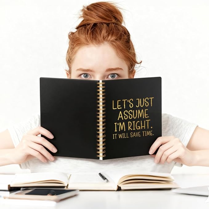 Vgrti Let's Just Assume I'm Right It Will Save Time Spiral Notebook, Funny Sarcastic Work Notebook for Coworker Boss Adults, Funny Boss Gifts Promotion Gifts for Women Men Manager Colleague Employee
