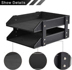 Leather Desk Organizer,2-Tier Stackable Letter Tray Holder,Office Supplies Desktop Storage Box for Document,Stationery,Magazines,Newspapers,Letters and Other Home Office Paper Sundries,Black