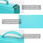 Vomgomfom Deluxe PU Leather Pencil Case - Large Capacity Holder with Zipper Closure for 300 Colored Pencils or 200 Gel Pens, Artist Organizer (Green)