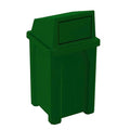 Sturdy Essentials 32 Gallon Square 100% Recycled Plastic Heavy Duty Indoor or Outdoor Commercial Trash Can with Push Lid | Great for Schools and Businesses - Green Granite