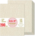 200 Sheets Parchment Resume Paper - 8.5 x11" Double-Sided Certificate Paper - 100 GSM Textured Stationary for Menus,Invitations,Resumes,Diplomas - Printing & Writing Friendly (Ivory)