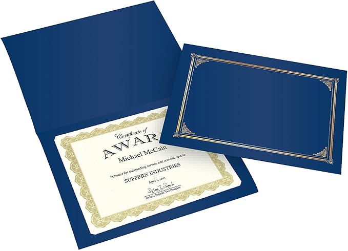 Geographics Classic Linen Document Covers 12.5” x 9.75” Navy Blue 60 Pack - Certificate Holders, Diploma Holder, Frame Documents - Premium Linen Texture for Professional Presentation