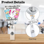 Sixrip lt's A Beautiful Day To Catch Babies Midwife Badge Reel, Funny Stork Retractable Badge Reel Gifts for Gynecologist Labor And Delivery Nurse Doctor Midwifery Postpartum Obstetrician, OBGYN Gifts