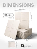 Large Felt Bulletin Board 48" x 36", 12-Pack 4-Compartment Wall Organizer, Cork Board Alternative with 70 Removable Adhesive Tabs, Modular Felt Panels for Home Office, Classroom and Study-Oatmeal