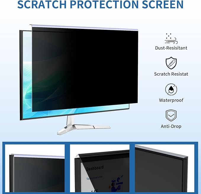 DEJIMAX 27 Inch Computer Privacy Screen for 16:9 Computer Monitor, Anti-Blue Light Monitor Privacy Screen Filter, Anti-UV Computer Shield, Hanging Type
