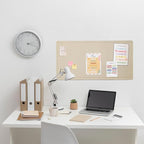 Lightomorrow Bulletin Board, 35 x 17 1/2 inches Felt Board - Decorative Pin Board, Cork Board Alternative for Wall, Foldable Self-Adhesive Vision Board Prayer Board with 20 Pushpins Beige Brown