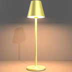 Timjorman 1-Pack Cordless Table Lamps - 4000mAh Rechargeable Battery Operated Desk Lamp, 3-Level Dimmable LED Night Light for Bedroom, Dining, Restaurant - Metal Design (Champagne Gold-1Pack)