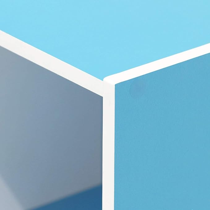 Furinno LUDER Book Shelf, 11-Cube Bookshelf, Reversible Bookcase, 9.4 x 29.1 x 41.7, for Living Room, Bedroom, Home Office, White/Light Blue