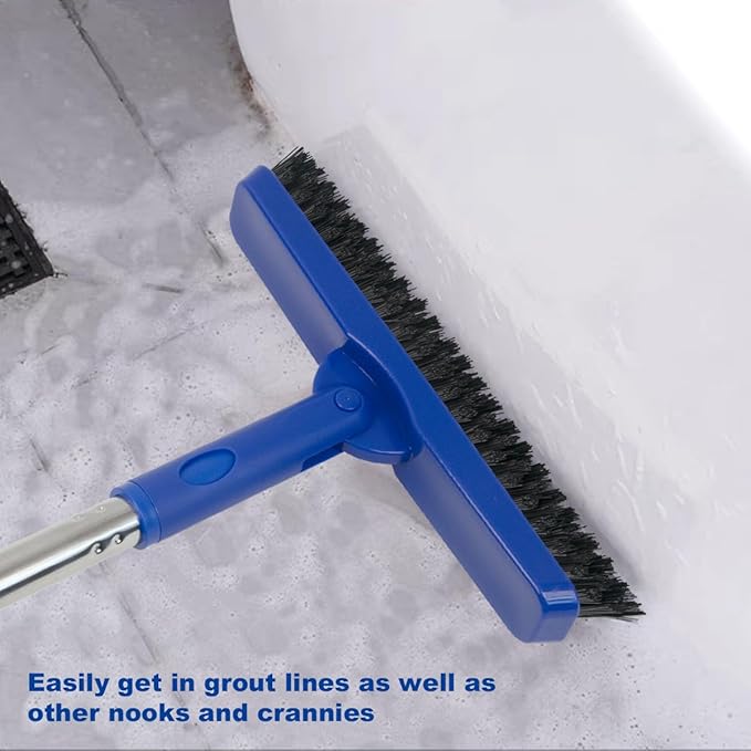 CELOX Grout Brush with Long Handle, Tile Grout Cleaner Brush for Tile Floors, for Shower Tile, for Cleaning Grout, Blue