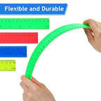 Zonon 500 Pcs 12 Inch Plastic Ruler Assorted Colors Rulers with Centimeters Millimeter and Inches Shatterproof Straightedge Bulk for Classroom School Home Office Kids