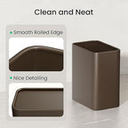 Cesun Small Bathroom Trash Can, 2.1 Gallons, Open-Top, Brown Metal, Stainless Steel, Modern, Ideal for Bathroom, Bedroom, Home Office,Toilet, Rv,Near Desk, Under Sink