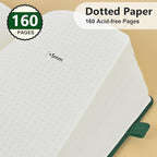 PERCUN Dotted Journal Notebook for Men & Women, 160 Pages Dot Grid notebook for Note Taking, Bullet Journaling Notebook for Work, School, Travel, Writing, A5 Hardcover 5.9" x 8.5" (Green)