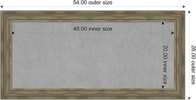 Amanti Art Grey Framed Magnetic Board 26x54 Oversize Vision Board for use with Magnets, 100% Metal Sheet to Display Items as Office Decor or for Home Organization in mudroom, Kitchen or Kids Room