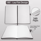 Heture Hardcover Notebooks, 6 Packs A5 Lined Journals Notebook for Writing 160 Pages, 8.2 x 5.5 inch, Black Classic Ruled Notebooks for College/Work/Travel (Black-6 Pack)