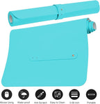 Boutilon Leather Desk Pad Protector,Non-Slip Mouse Pad,Laptop Desk Pad,Office Mouse Mat,Waterproof Leather Desk Blotter,Desk Writing Pad for Office and Home (XL-Bright Blue,35.4"x 15.7")
